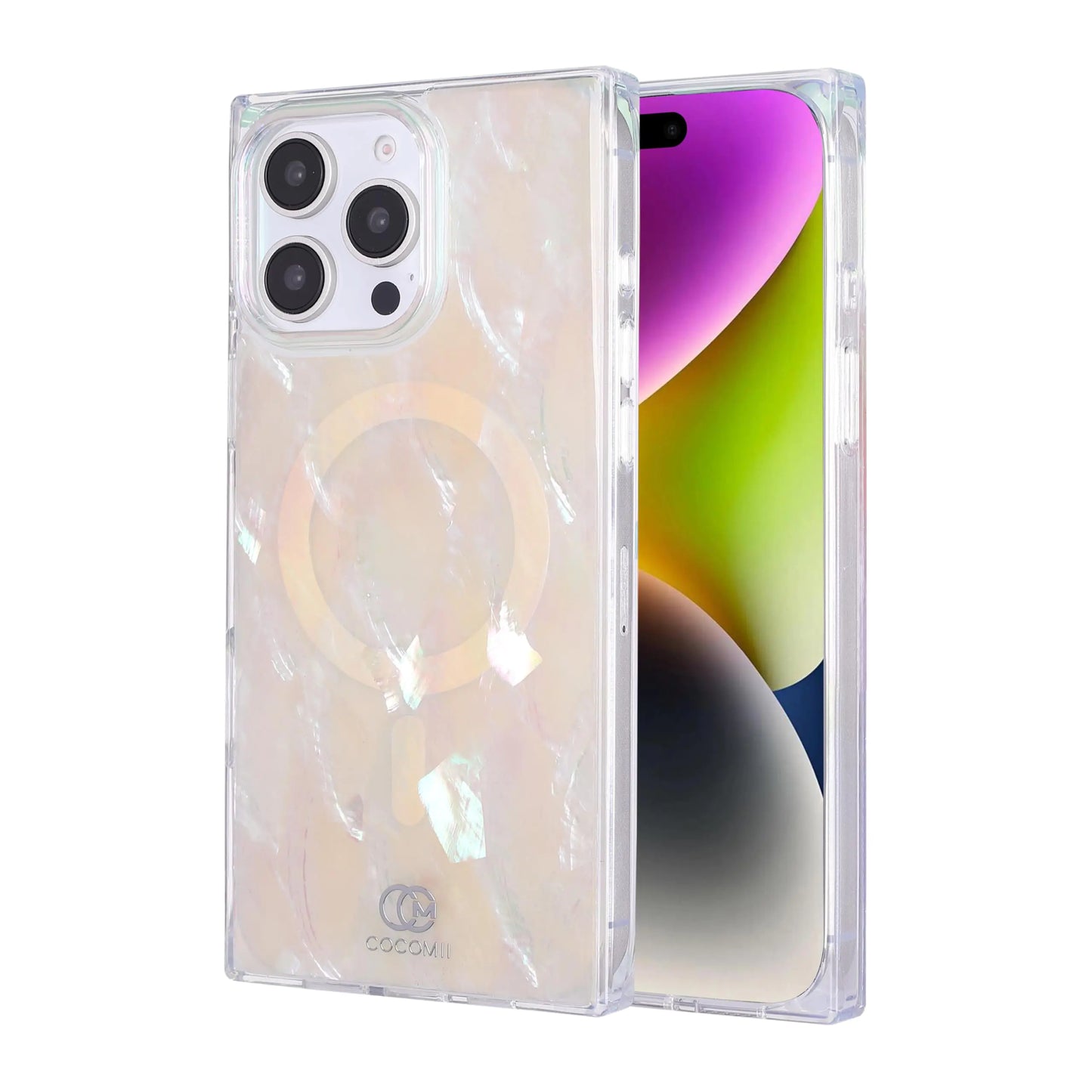 Cocomii - Rectangle Case Compatible with iPhone 13 - Compatible with MagSafe, Real Mother of Pearl, Opalescent Seashell, Glossy, Magnetic Phone Case for iPhone 13 6.1 inch, Iridescent